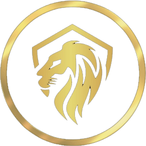 The logo for Lion Consulting, a golden lion on a golden shield in a golden circle.